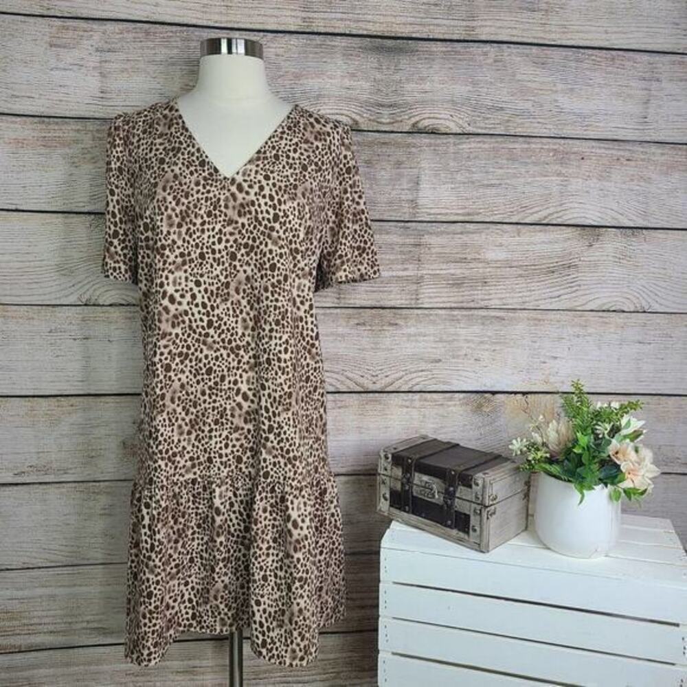 5/$25 A New Day Leopard Print Ruffle Hem Dress Large